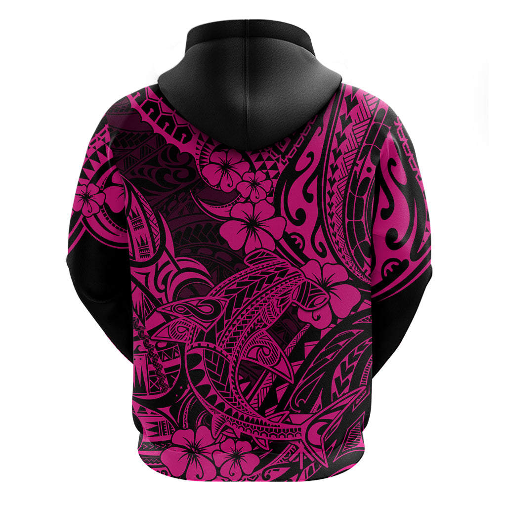 Hawaii Shark Hoodie Polynesian Pattern Pink Version LT01 - Polynesian Pride