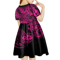 Hawaii Shark Kid Short Sleeve Dress Polynesian Pattern Pink Version LT01 - Polynesian Pride