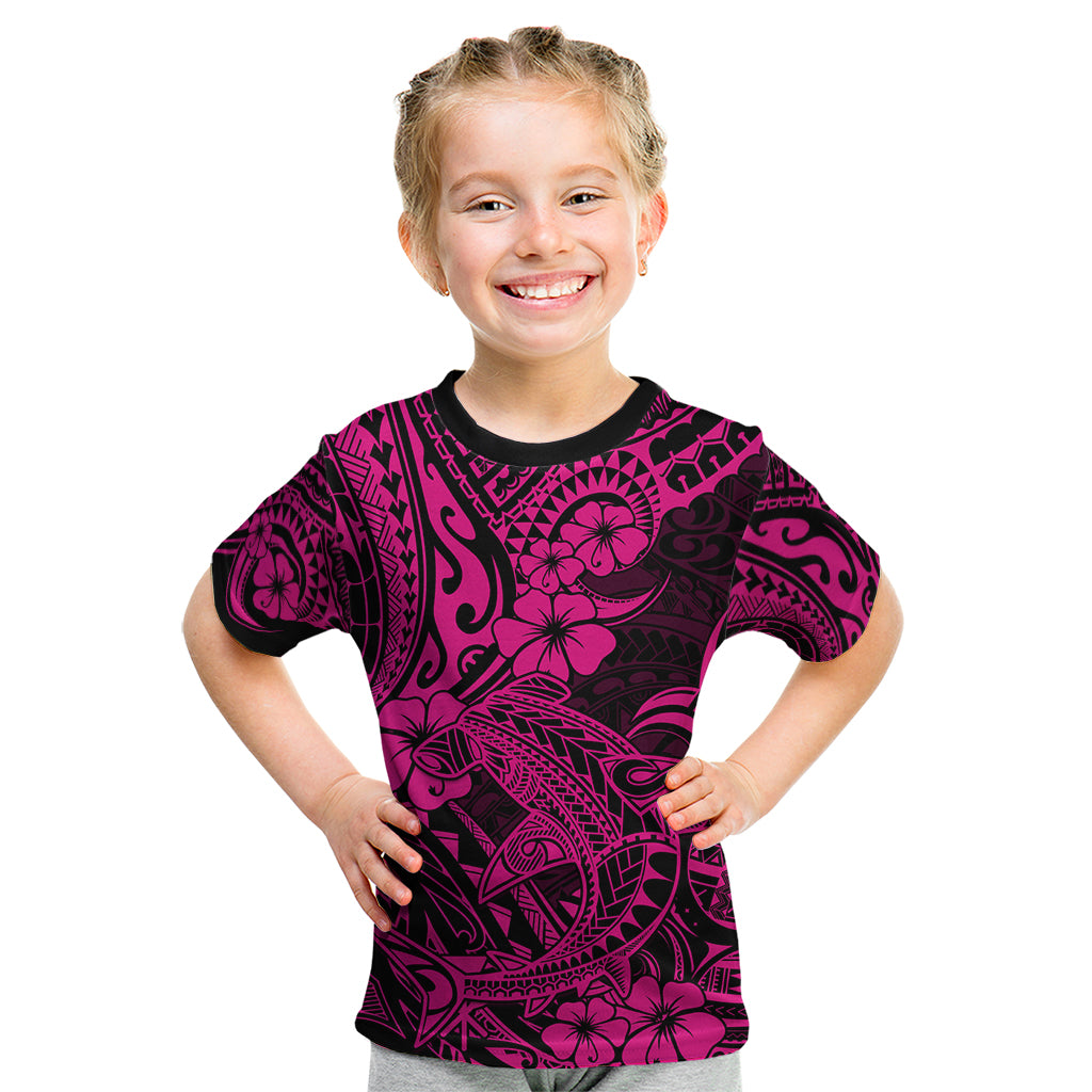 Hawaii Shark Kid T Shirt Polynesian Pattern Pink Version LT01 Pink - Polynesian Pride