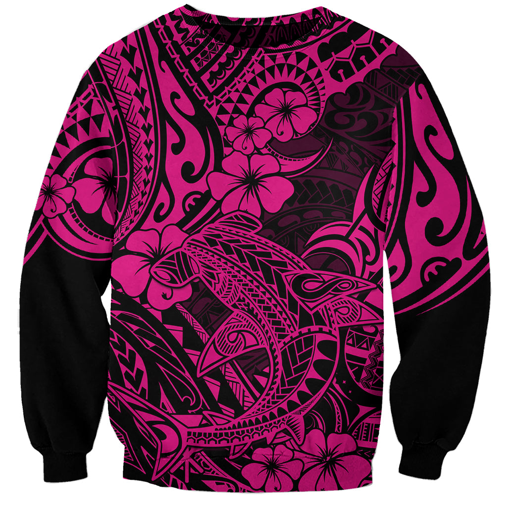 Hawaii Shark Sweatshirt Polynesian Pattern Pink Version LT01 Unisex Pink - Polynesian Pride