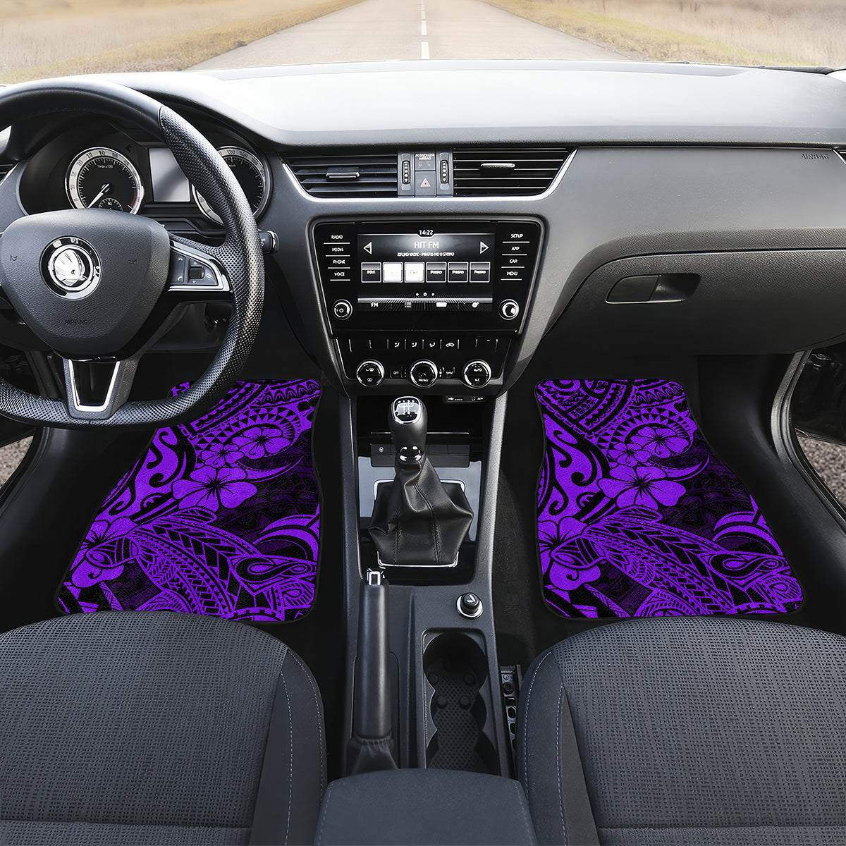 Hawaii Shark Car Mats Polynesian Pattern Purple Version LT01 - Polynesian Pride