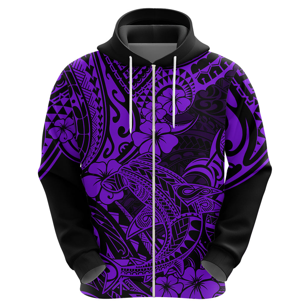 Hawaii Shark Hoodie Polynesian Pattern Purple Version LT01 - Polynesian Pride