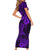 Hawaii Shark Short Sleeve Bodycon Dress Polynesian Pattern Purple Version LT01 - Polynesian Pride