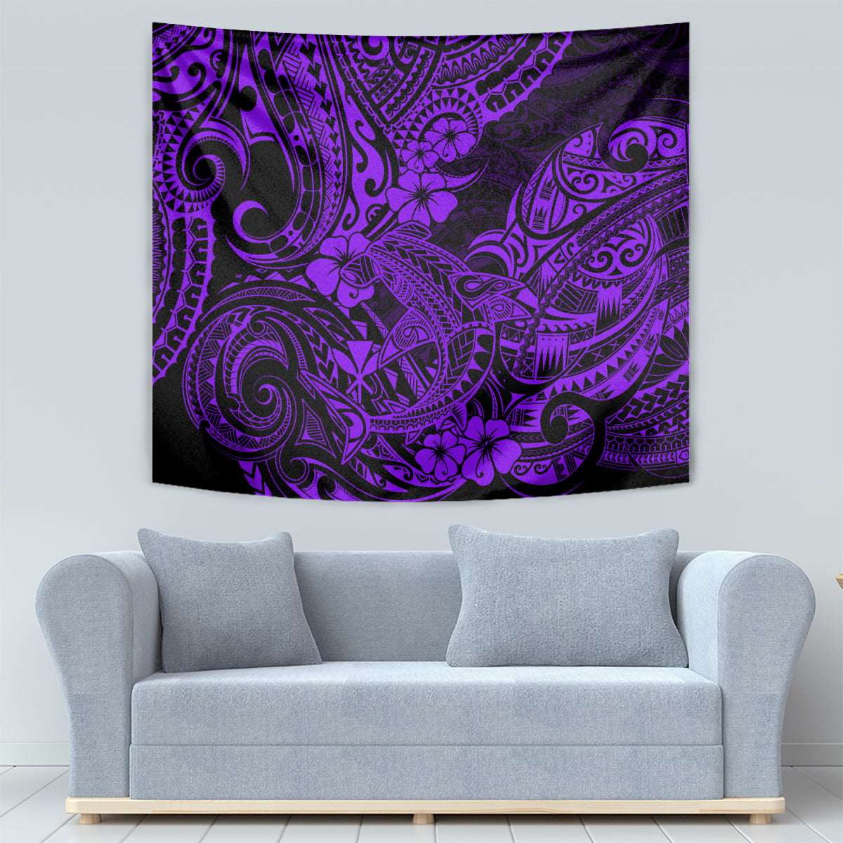 Hawaii Shark Tapestry Polynesian Pattern Purple Version LT01 - Polynesian Pride