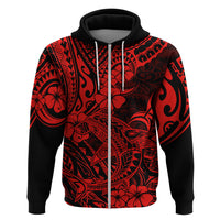 Hawaii Shark Hoodie Polynesian Pattern Red Version LT01 Zip Hoodie Red - Polynesian Pride