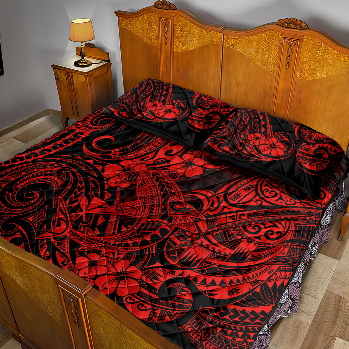 Hawaii Shark Quilt Bed Set Polynesian Pattern Red Version LT01 - Polynesian Pride