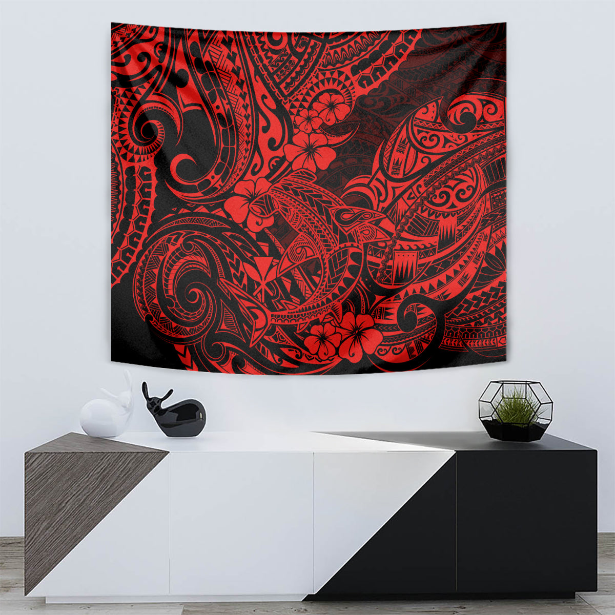Hawaii Shark Tapestry Polynesian Pattern Red Version LT01 - Polynesian Pride