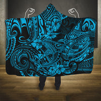 Hawaii Shark Hooded Blanket Polynesian Pattern Sky Blue Version LT01 One Size Blue - Polynesian Pride