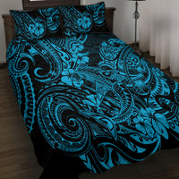 Hawaii Shark Quilt Bed Set Polynesian Pattern Sky Blue Version LT01 - Polynesian Pride