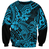 Hawaii Shark Sweatshirt Polynesian Pattern Sky Blue Version LT01 Unisex Blue - Polynesian Pride