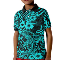 Hawaii Shark Kid Polo Shirt Polynesian Pattern Turquoise Version LT01 Kid Turquoise - Polynesian Pride