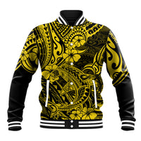 Hawaii Shark Baseball Jacket Polynesian Pattern Yellow Version LT01 Unisex Yellow - Polynesian Pride