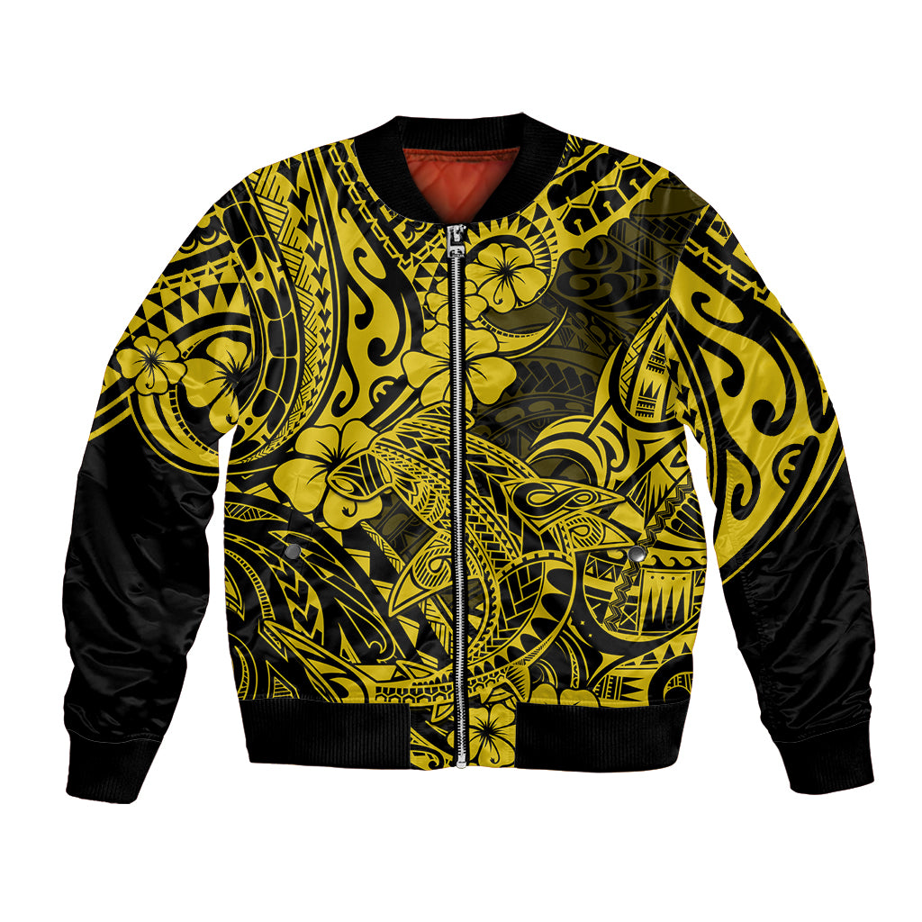Hawaii Shark Bomber Jacket Polynesian Pattern Yellow Version LT01 Unisex Yellow - Polynesian Pride