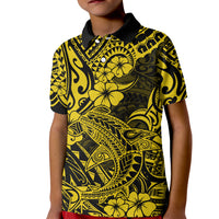 Hawaii Shark Kid Polo Shirt Polynesian Pattern Yellow Version LT01 Kid Yellow - Polynesian Pride