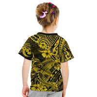 Hawaii Shark Kid T Shirt Polynesian Pattern Yellow Version LT01 - Polynesian Pride