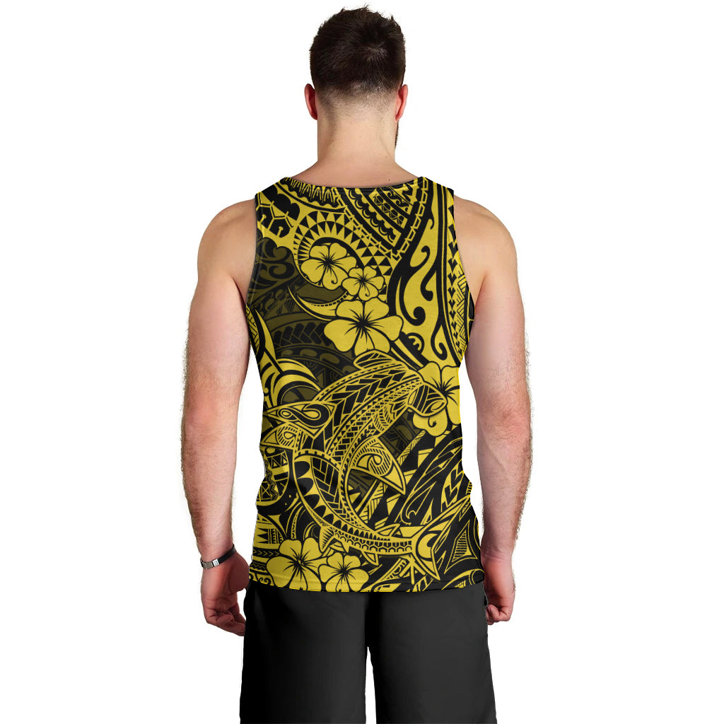 Hawaii Shark Men Tank Top Polynesian Pattern Yellow Version LT01 - Polynesian Pride
