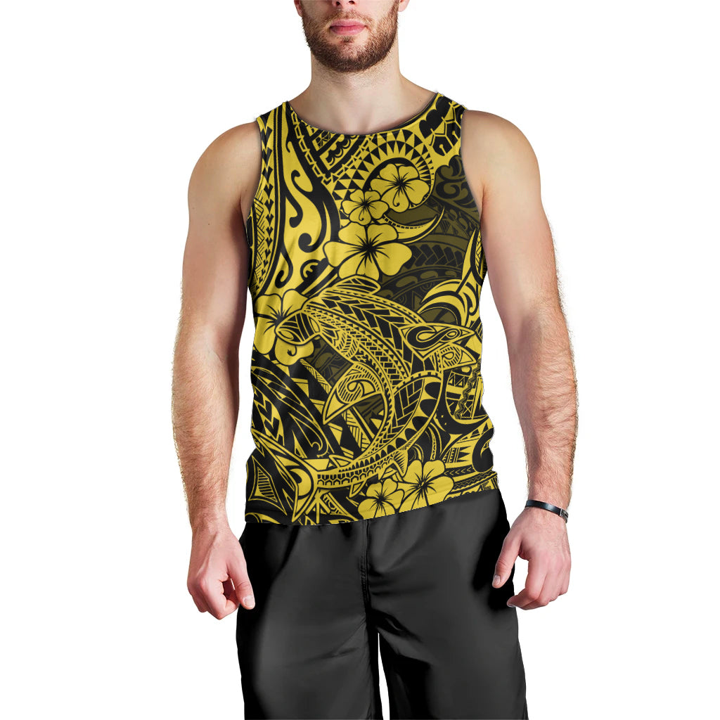 Hawaii Shark Men Tank Top Polynesian Pattern Yellow Version LT01 - Polynesian Pride