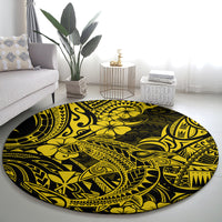 Hawaii Shark Round Carpet Polynesian Pattern Yellow Version LT01 - Polynesian Pride