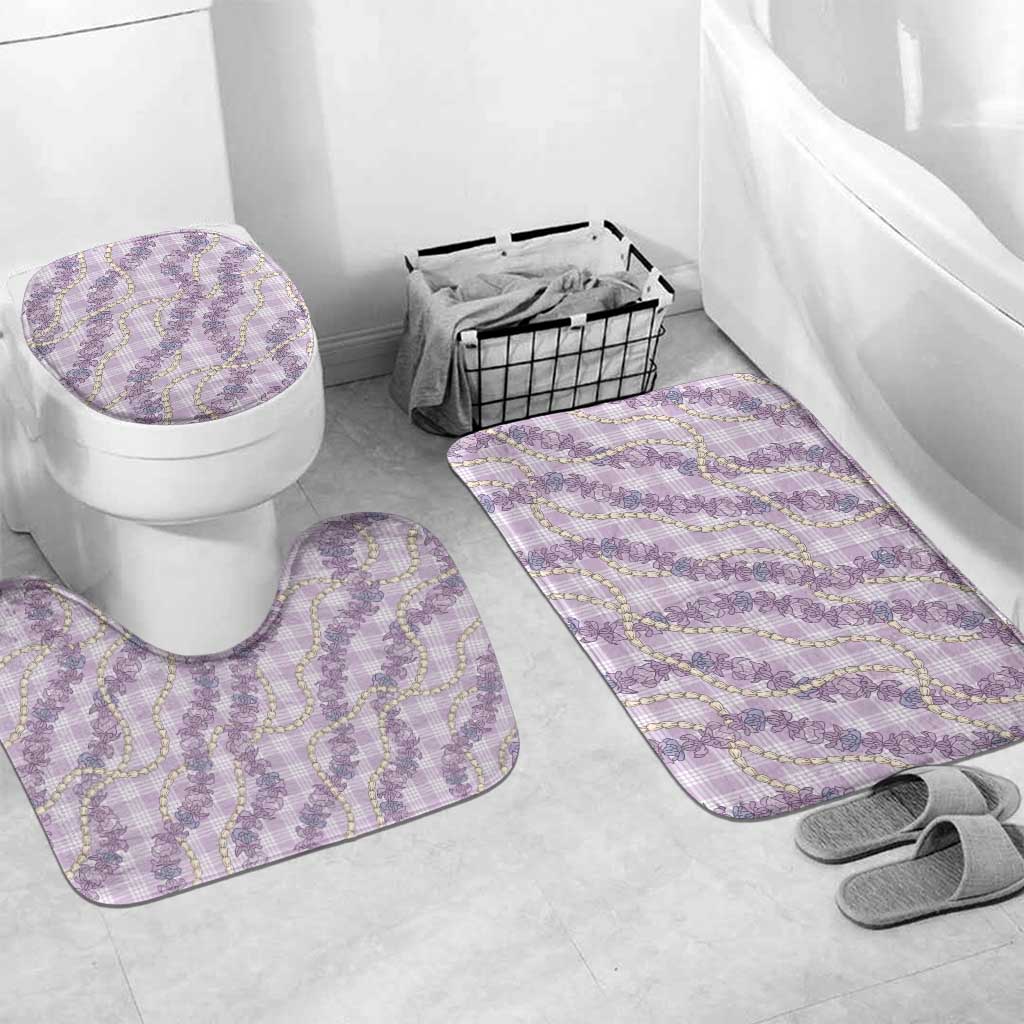 Pua Kalaunu Lei Bathroom Set Palaka Pattern LT01 Mat Set Only (3 pcs) One Size Purple - Polynesian Pride