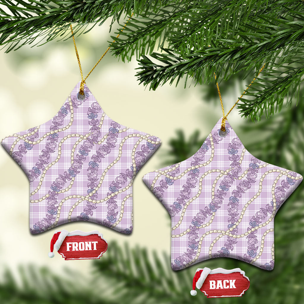 Pua Kalaunu Lei Ceramic Ornament Palaka Pattern LT01 Star Purple - Polynesian Pride