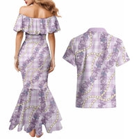Pua Kalaunu Lei Couples Matching Mermaid Dress and Hawaiian Shirt Palaka Pattern