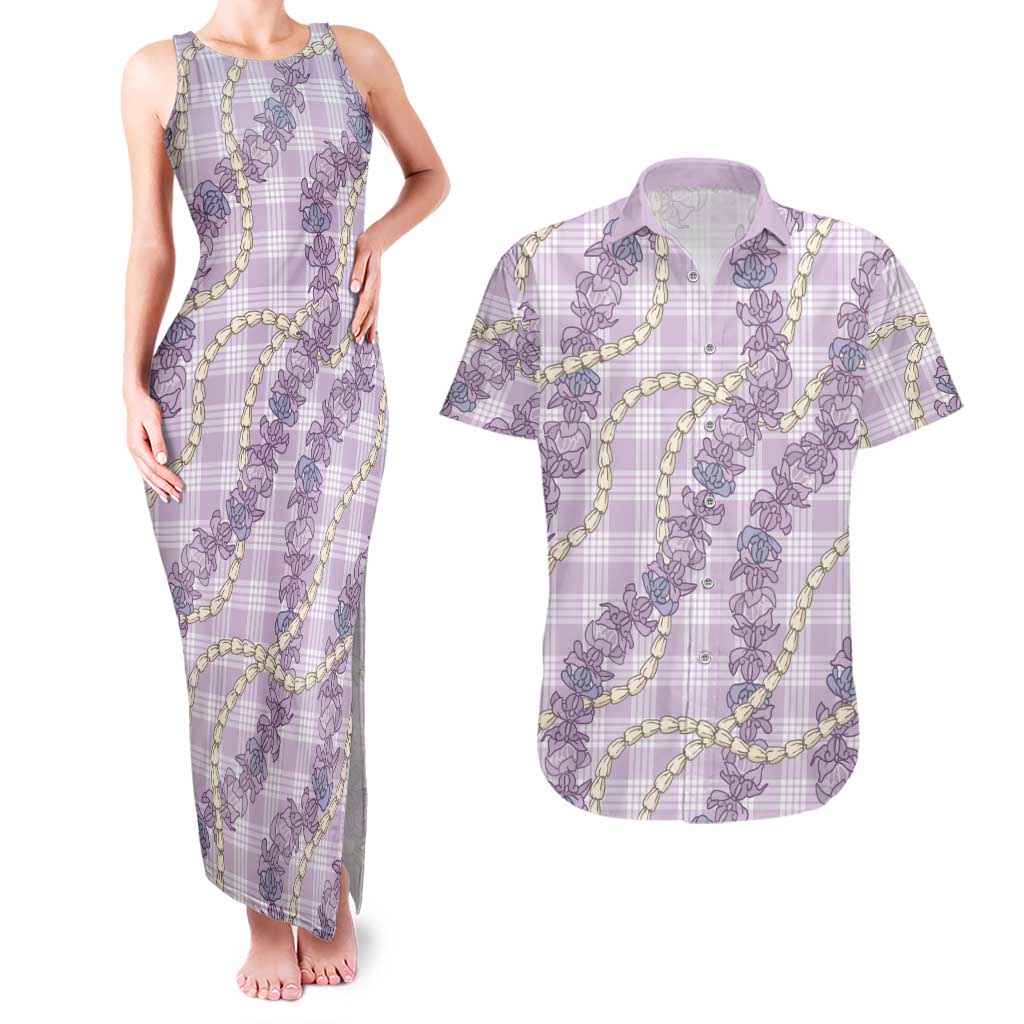 Pua Kalaunu Lei Couples Matching Tank Maxi Dress and Hawaiian Shirt Palaka Pattern