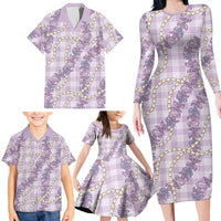 Pua Kalaunu Lei Family Matching Long Sleeve Bodycon Dress and Hawaiian Shirt Palaka Pattern
