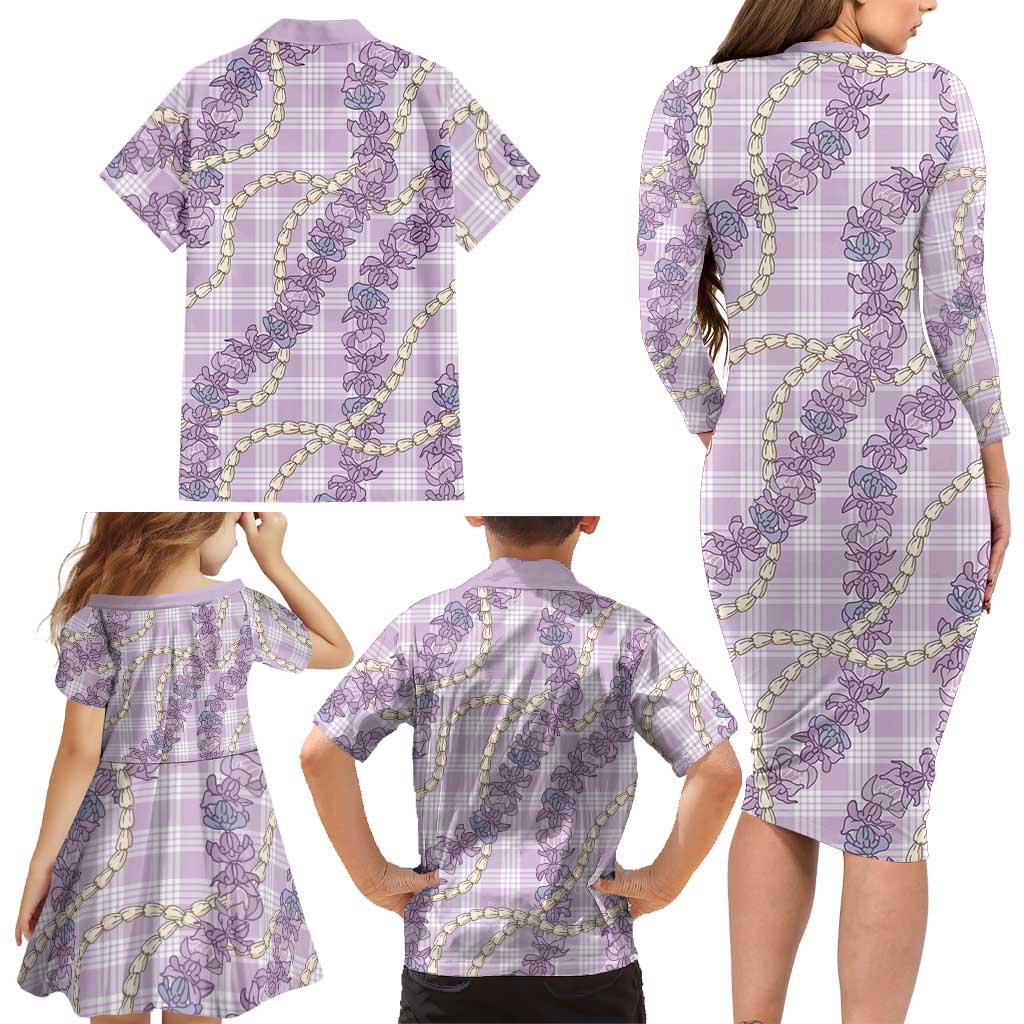 Pua Kalaunu Lei Family Matching Long Sleeve Bodycon Dress and Hawaiian Shirt Palaka Pattern