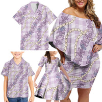 Pua Kalaunu Lei Family Matching Off Shoulder Short Dress and Hawaiian Shirt Palaka Pattern LT01 - Polynesian Pride