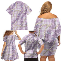Pua Kalaunu Lei Family Matching Off Shoulder Short Dress and Hawaiian Shirt Palaka Pattern LT01 - Polynesian Pride