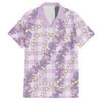 Pua Kalaunu Lei Family Matching Off Shoulder Short Dress and Hawaiian Shirt Palaka Pattern LT01 Dad's Shirt - Short Sleeve Purple - Polynesian Pride