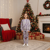 Pua Kalaunu Lei Christmas Pajama Set Palaka Pattern LT01 Kid Purple - Polynesian Pride