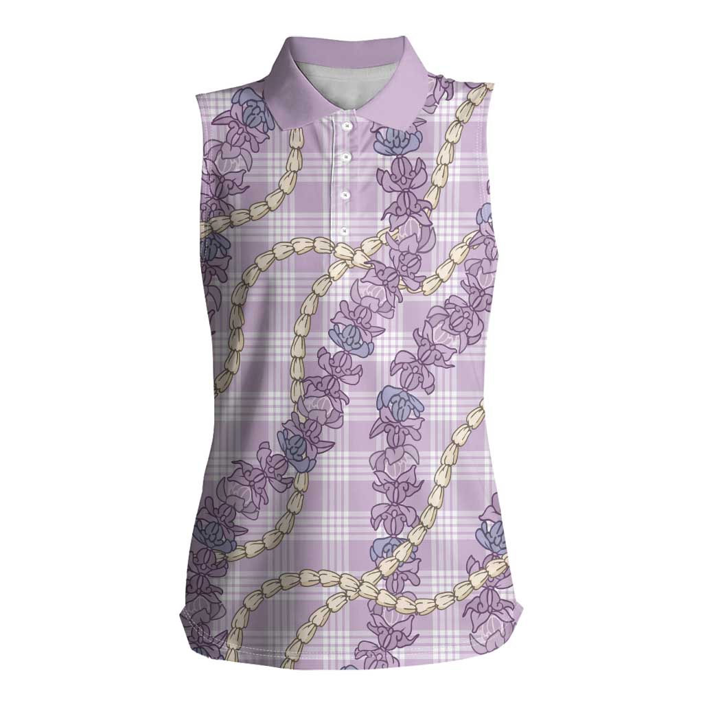 Pua Kalaunu Lei Women Sleeveless Polo Shirt Palaka Pattern