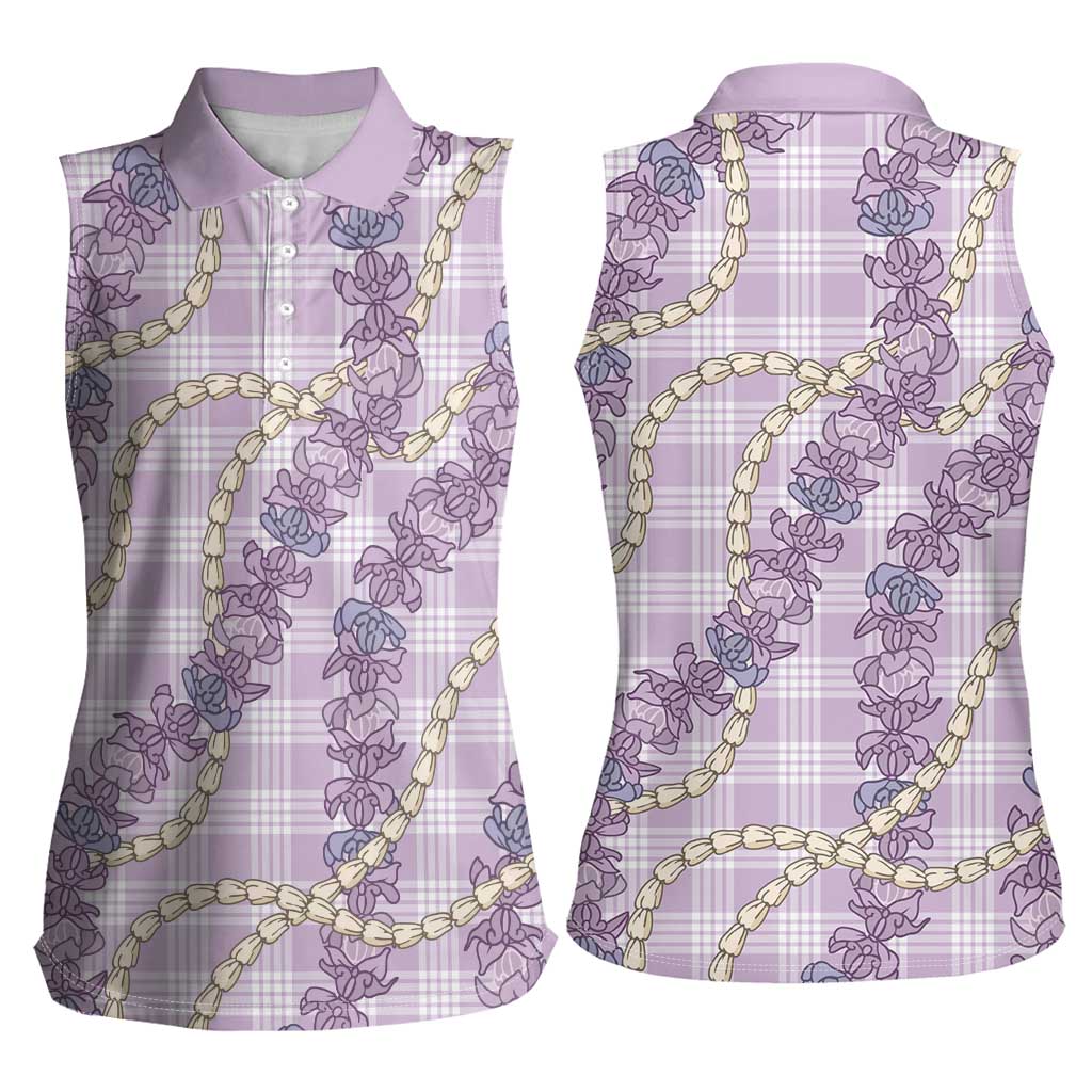 Pua Kalaunu Lei Women Sleeveless Polo Shirt Palaka Pattern LT01 - Polynesian Pride