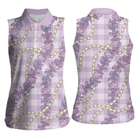 Pua Kalaunu Lei Women Sleeveless Polo Shirt Palaka Pattern LT01 - Polynesian Pride