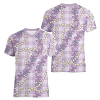 Pua Kalaunu Lei Women V-Neck T-Shirt Palaka Pattern