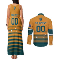 Custom Rugby Australia Couples Matching Tank Maxi Dress and Long Sleeve Button Shirt Junior Wallabies Go Champions