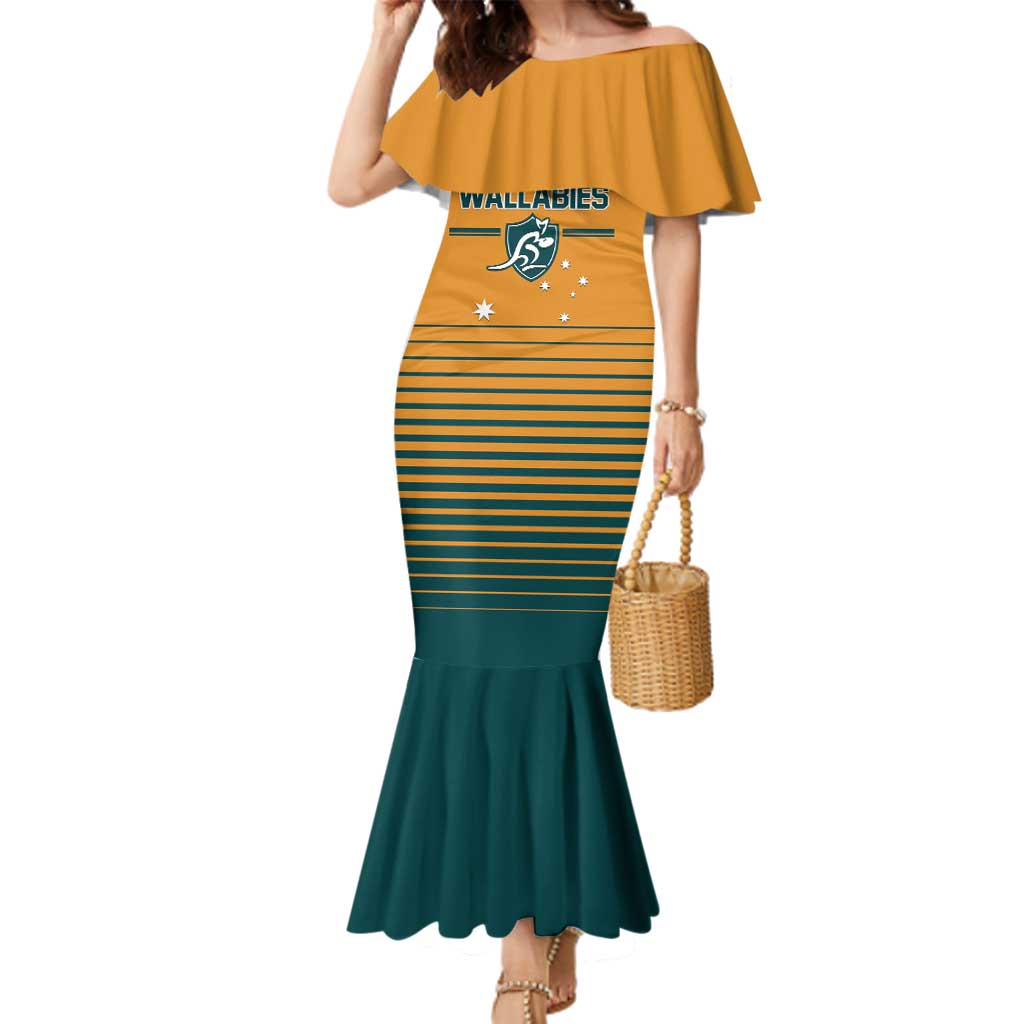 Custom Rugby Australia Family Matching Mermaid Dress and Hawaiian Shirt Junior Wallabies Go Champions