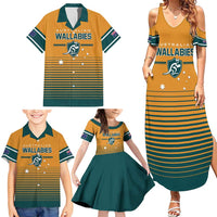Custom Rugby Australia Family Matching Summer Maxi Dress and Hawaiian Shirt Junior Wallabies Go Champions