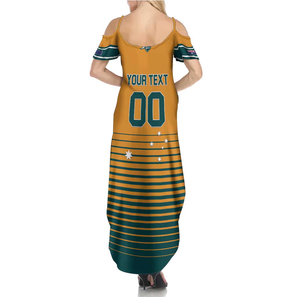 Custom Rugby Australia Family Matching Summer Maxi Dress and Hawaiian Shirt Junior Wallabies Go Champions