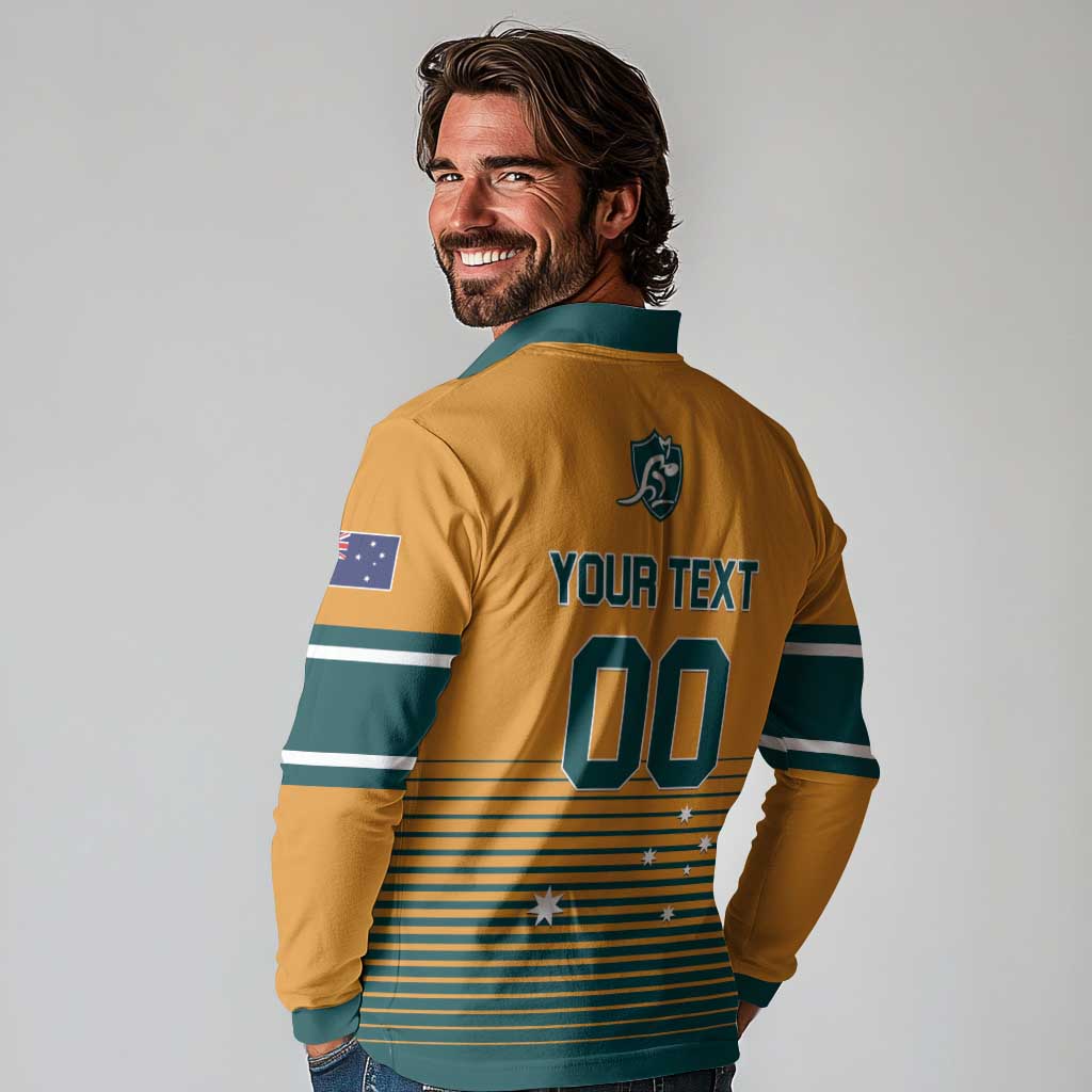 Custom Rugby Australia Long Sleeve Polo Shirt Junior Wallabies Go Champions