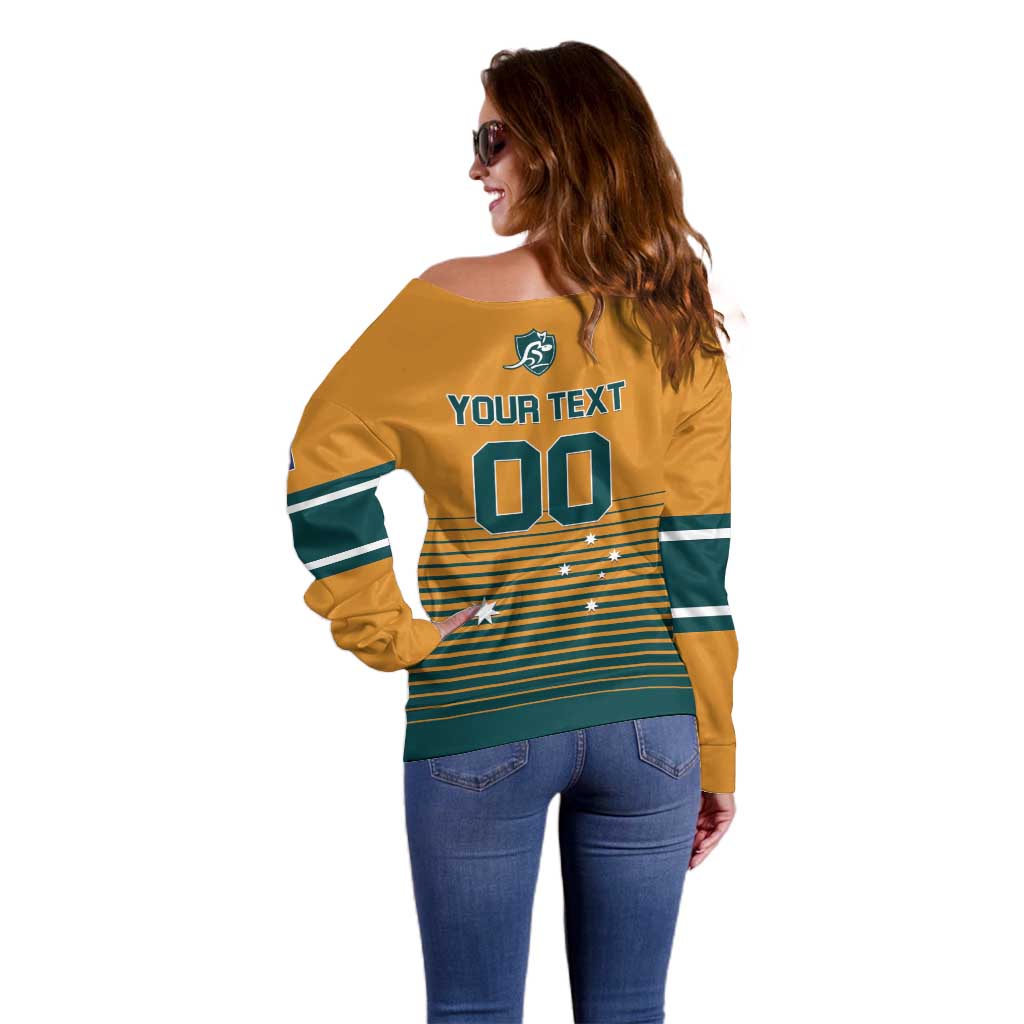 Custom Rugby Australia Off Shoulder Sweater Junior Wallabies Go Champions