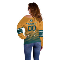 Custom Rugby Australia Off Shoulder Sweater Junior Wallabies Go Champions