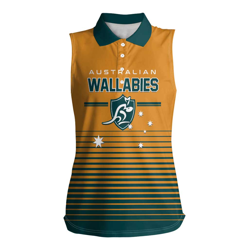Custom Rugby Australia Women Sleeveless Polo Shirt Junior Wallabies Go Champions