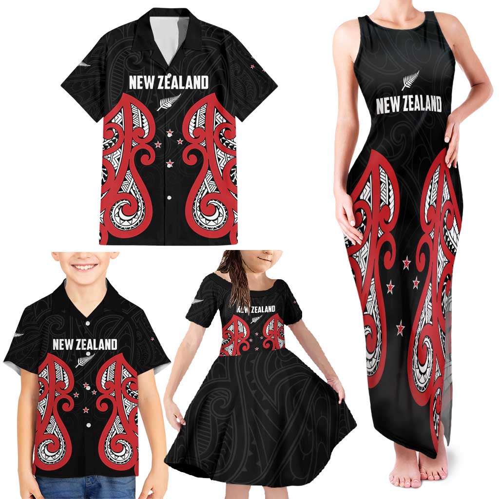Custom Rugby New Zealand Family Matching Tank Maxi Dress and Hawaiian Shirt Baby Black Go Champions