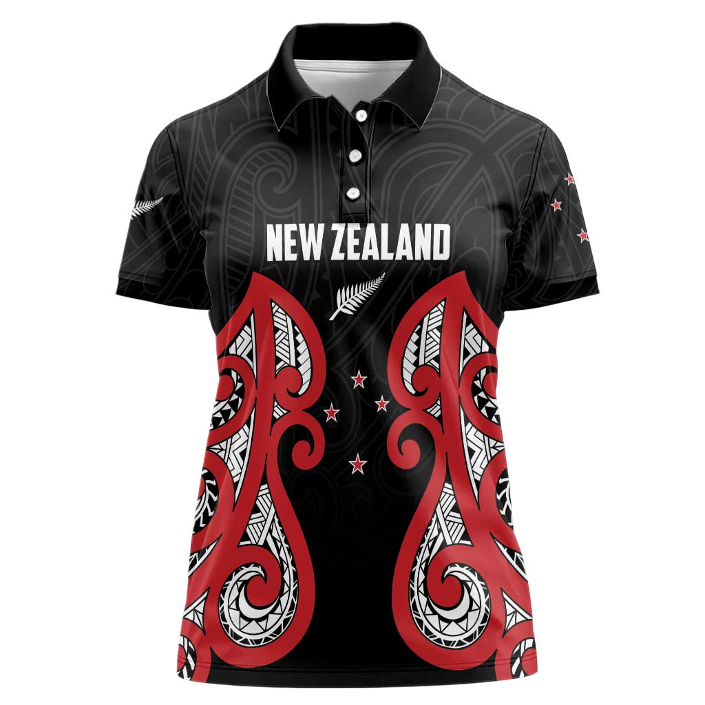 Custom Rugby New Zealand Women Polo Shirt Baby Black Go Champions
