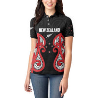 Custom Rugby New Zealand Women Polo Shirt Baby Black Go Champions