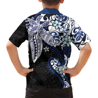 Monstera Plumeria Flowers Blue Family Matching Mermaid Dress and Hawaiian Shirt Polynesian Pattern