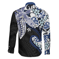 Monstera Plumeria Flowers Blue Family Matching Mermaid Dress and Hawaiian Shirt Polynesian Pattern