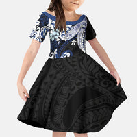 Monstera Plumeria Flowers Blue Family Matching Off Shoulder Maxi Dress and Hawaiian Shirt Polynesian Pattern